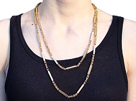 Georgian Gold Chain for Sale wearing