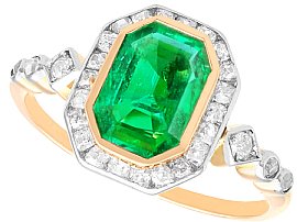 1.07ct Colombian Emerald and 0.45ct Diamond Engagement Ring in 14ct Yellow Gold