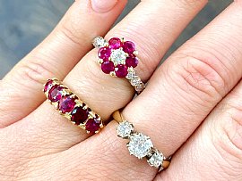 Antique 5 Stone Ruby Ring in 18k Gold