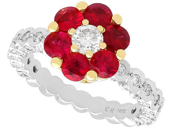 Floral Ruby Ring with Diamonds