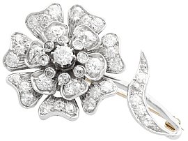 4.59ct Diamond and 15ct Yellow Gold Floral Brooch - Antique Circa 1880