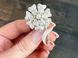 Antique Diamond Flower Brooch for Sale