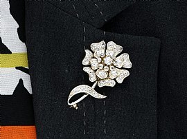 Victorian Floral Diamond Brooch Wearing