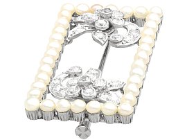 Rectangular Brooch with Pearls and Diamonds