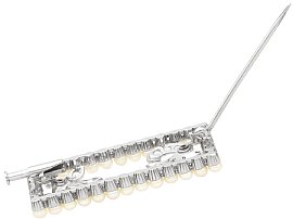 Rectangular Brooch with Pearls and Diamonds with Ruler