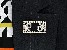 Rectangular Brooch with Pearls and Diamonds