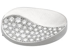 Oval Diamond Brooch in White Gold
