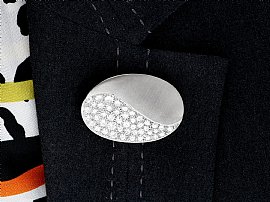 Oval Diamond Brooch in White Gold wearing 