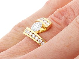 Diamond Twist Ring Yellow Gold on Hand