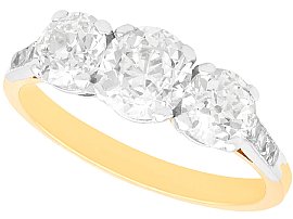 1920s 2.63ct Diamond and 18ct Yellow Gold Trilogy Ring