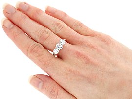 Trilogy Ring with Diamond Shoulders on Model Hand 
