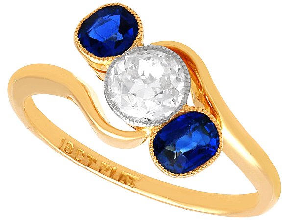 Edwardian Sapphire and Diamond Trilogy Ring