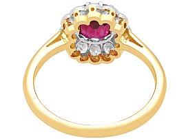 Ruby and Diamond Cluster Ring Yellow Gold