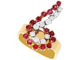 1970s 1.30ct Ruby and Diamond Ring in 18ct Yellow Gold