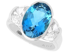 3.28ct Aquamarine and 1.68ct Diamond, 18ct White Gold Cocktail Ring