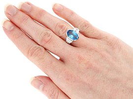 Wearing Aquamarine Ring with Half Moon Diamonds