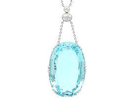 48.34ct Oval Aquamarine and 0.70ct Diamond, 18ct Yellow Gold and Platinum Necklace 
