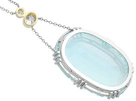 Oval Aquamarine Pendant Necklace in Gold Reverse