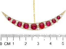 Victorian Ruby Crescent Brooch for Sale size