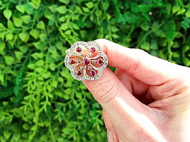 Ruby Flower Brooch