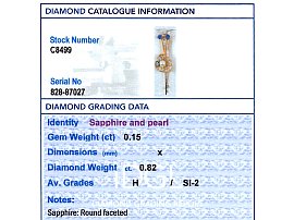 Grading Report Card for Shell Design Bar Brooch with Gemstones