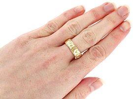Wearing Victorian Wedding Band in Gold