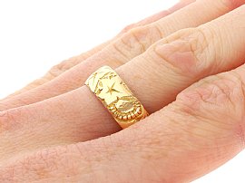 Wearing Victorian Wedding Band in Gold 