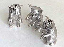 Sterling Silver Cat Condiment Set