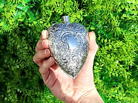 Victorian Silver Heart Flask