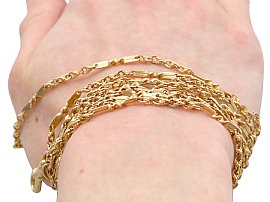 Fancy Link Gold Chain for Sale Bracelet Wearing 
