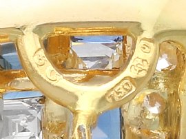 Yellow Gold Sapphire and Diamond Earrings hallmarks