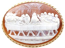 Shell and 9ct Yellow Gold Last Supper Cameo Brooch