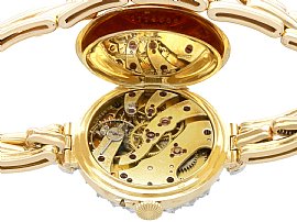 Ladies Yellow Gold Watch with Diamonds open