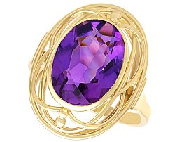 Vintage 6.91ct Oval Amethyst Ring in 14ct Yellow
