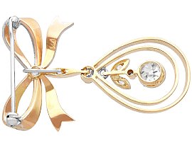 1920s White Gold Diamond Bow Brooch