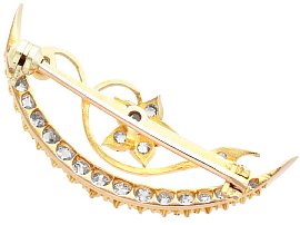 Crescent Floral Brooch with Diamonds reverse 