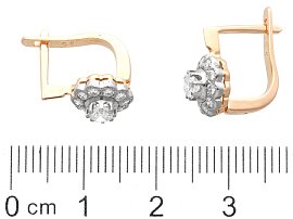 Vintage Diamond Cluster Earrings in Gold ruler
