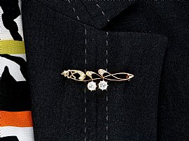 Art Nouveau Style Diamond Brooch wearing 