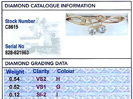 Art Nouveau Style Diamond Brooch grading card 