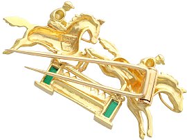 Vintage Gold Horse Brooch reverse 