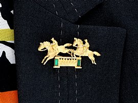 Vintage Gold Horse Brooch wearing 