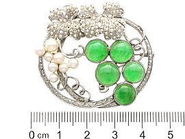 Vintage Chrysoprase and Pearl Brooch ruler 