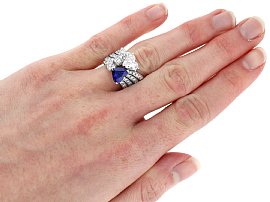 Sapphire and Diamond Cocktail Ring on the Hand
