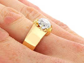 Yellow Gold Diamond Gents Ring on Finger