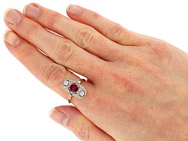 Wearing Edwardian Ruby and Diamond Dress Ring