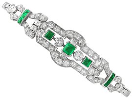 1920s 0.68ct Emerald and 2.00ct Diamond, 18ct White Gold Bracelet 