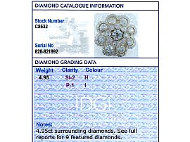 Victorian Diamond Brooch grading card 