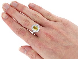 Bezel Set Sapphire and Diamond Ring wearing