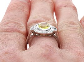 Bezel Set Sapphire and Diamond Ring wearing