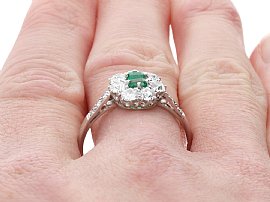 Emerald Cut Emerald Ring with Diamonds wearing 